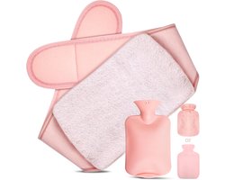 warmwaterkruikriem, 3-in-1 warmwaterkruikriem, 1L rubber warmwaterkruik met zachte taillehoes, Hot Water Bottle Belt warmtegordel voor menstruatie nek schouder rug benen tailleverwarming (roze)