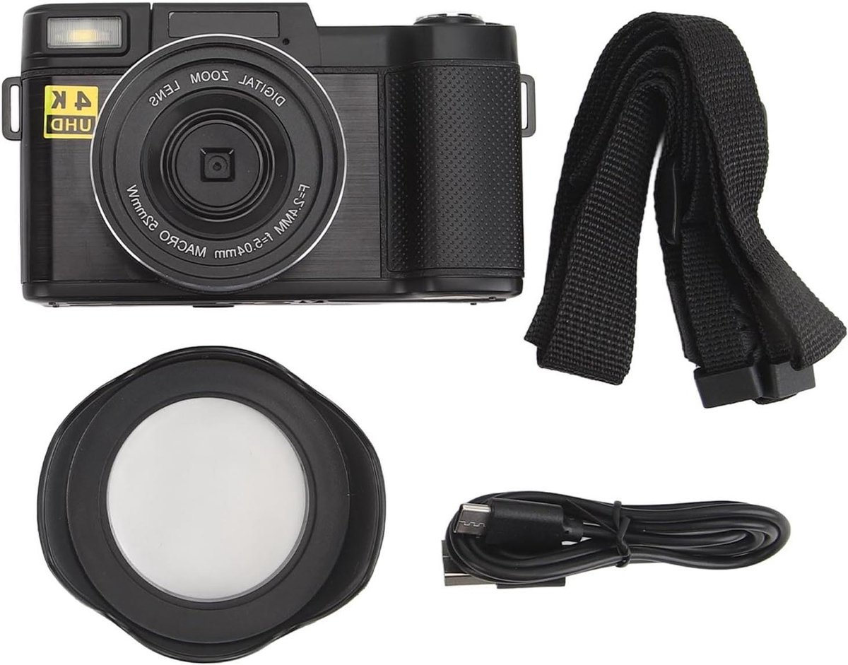 Digitale Camera - Vlogcamera Camcorder - Reizen Vastleggen - Autofocus Anti-shake - 4K HD - Zwart