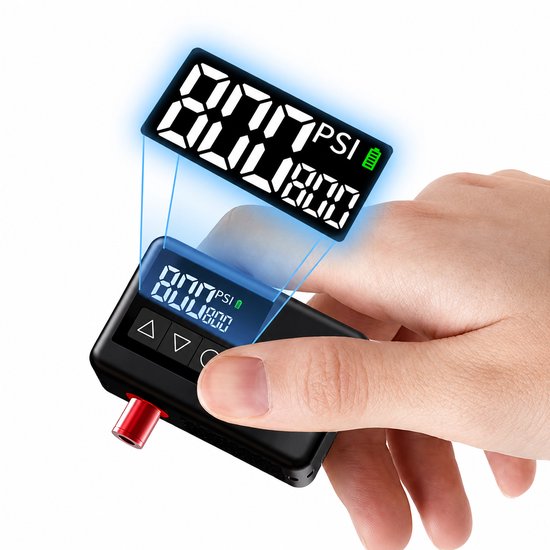 Elektrische Fietspomp XS - 108 gram - Draagbaar - Smart Digitaal Display - Mini Luchtcompressor - Koersfiets - Racefiets - Gravelbike - Sportfiets - Stadsfiets - Mountainbike - Scooter - Fatbike - Bakfiets - USB-C Oplaadbaar - Presta/Schräder/Dunlop — afbeelding 5