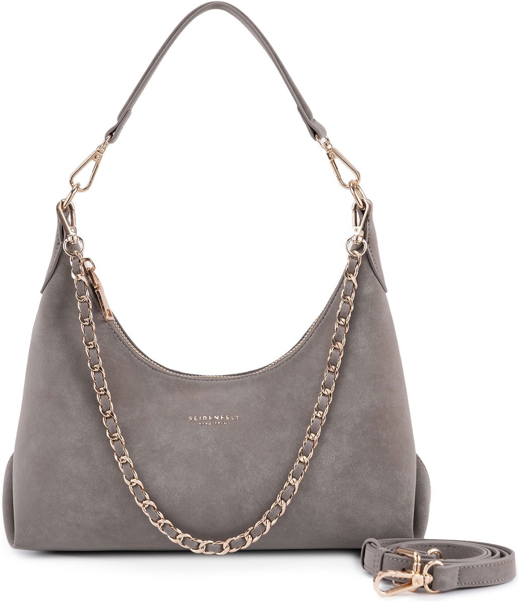 SEIDENFELT MANUFAKTUR schoudertas Rena Midi Hobo Bag Grey grijs