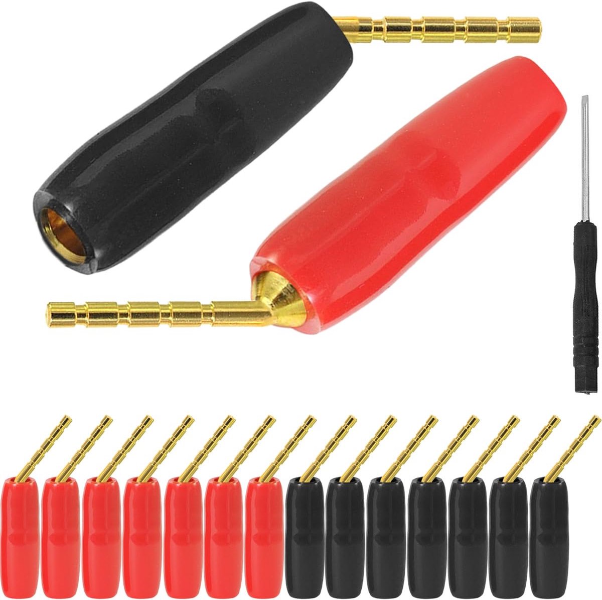 SnelShoppen - 2mm Banana Plug Schroef Type naar 4mm Banana Socket Luidspreker Audio Pin Male Connector Adapter Goudgeplateerde Jack Terminal voor Vers