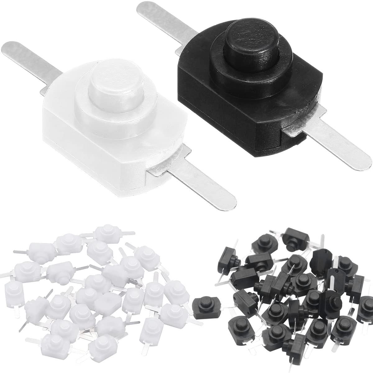 SnelShoppen - 60 Stuks Micro Drukknop Schakelaar 2 Pin Latching Mini Aan/Uit Schakelaar voor SMD Zaklamp Type Licht Lamp Wandcontact DC 30V 1A (30 Stu