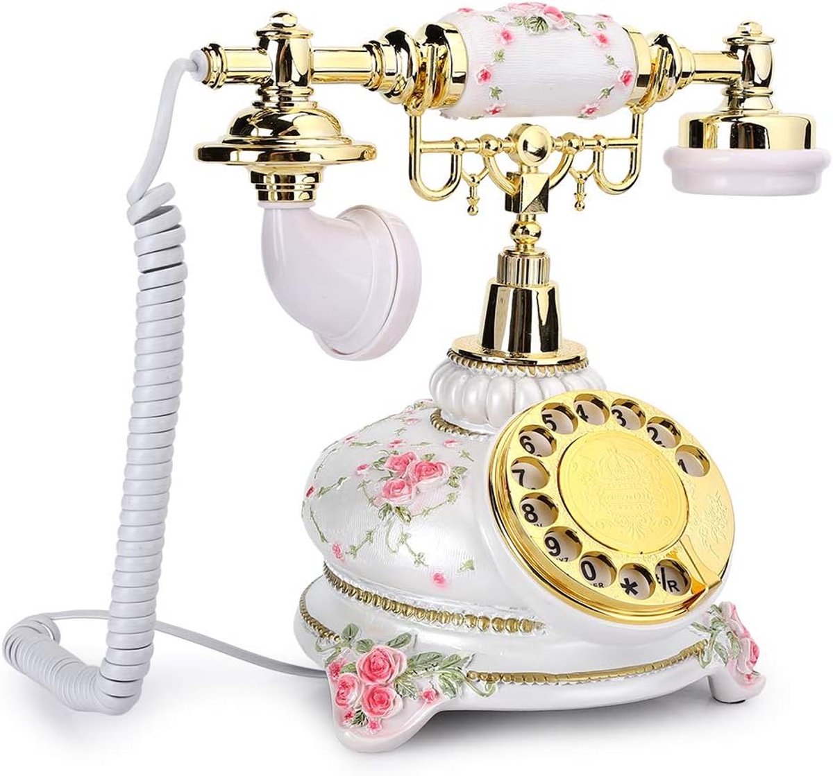 SnelShoppen - Rotatable Vintage Handset Telefoon - Antieke Corded Phone Retro Huis Telefoon - Herroepbaar en Draai Dials - Milieuvriendelijk Hars - Co