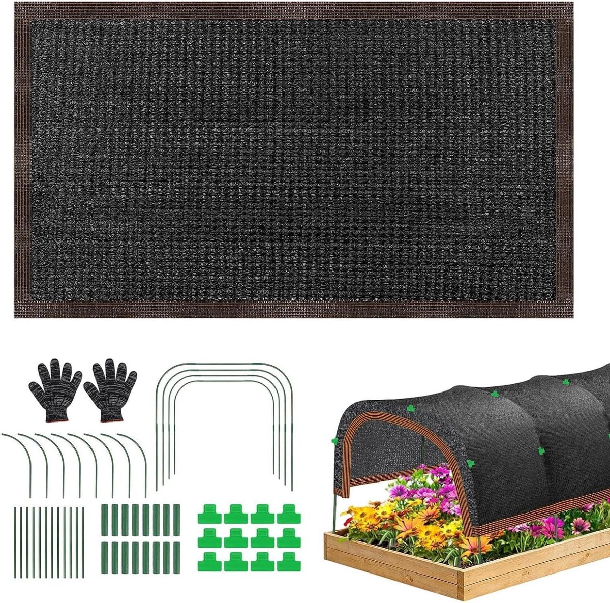 Planten Zonnescherm - Schaduwnet Tuin - Planten Beschermen - Ademend Hoge Dichtheid - 200x100 cm - Enkel attribuut