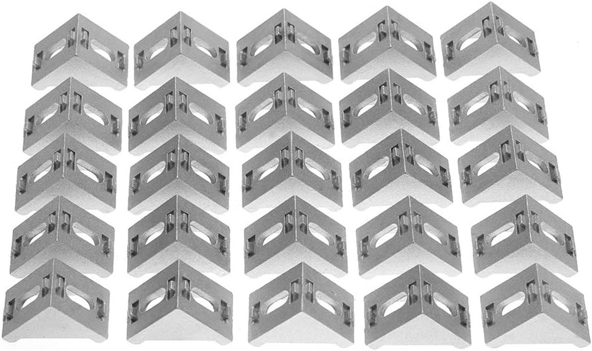 SnelShoppen - 25PCS L-vormige Hoeksteunen 4040 Aluminium, Duurzaam en Sterk, Voor Hoekversterking van Aluminium Profielen, Quincaillerie voor Bouwproj