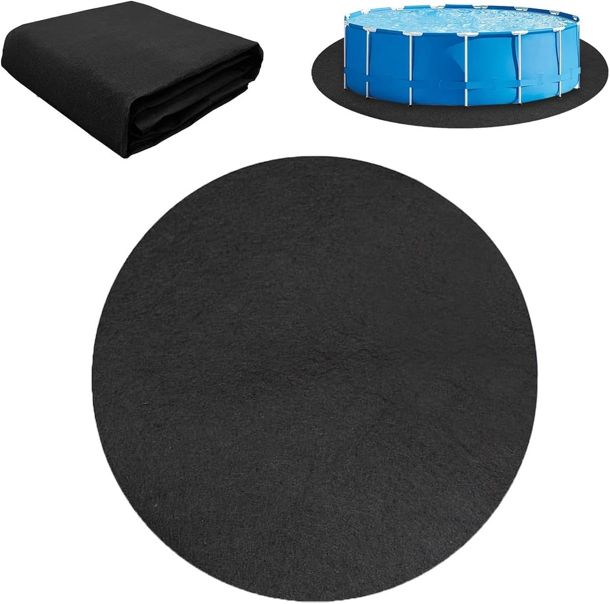 SnelShoppen - Rond zwembadmat 305cm - Anti-slip vloermat voor bovengrondse zwembaden - Tuinaccessoire - Bescherming voor zwembad en whirlpool - Opvouw