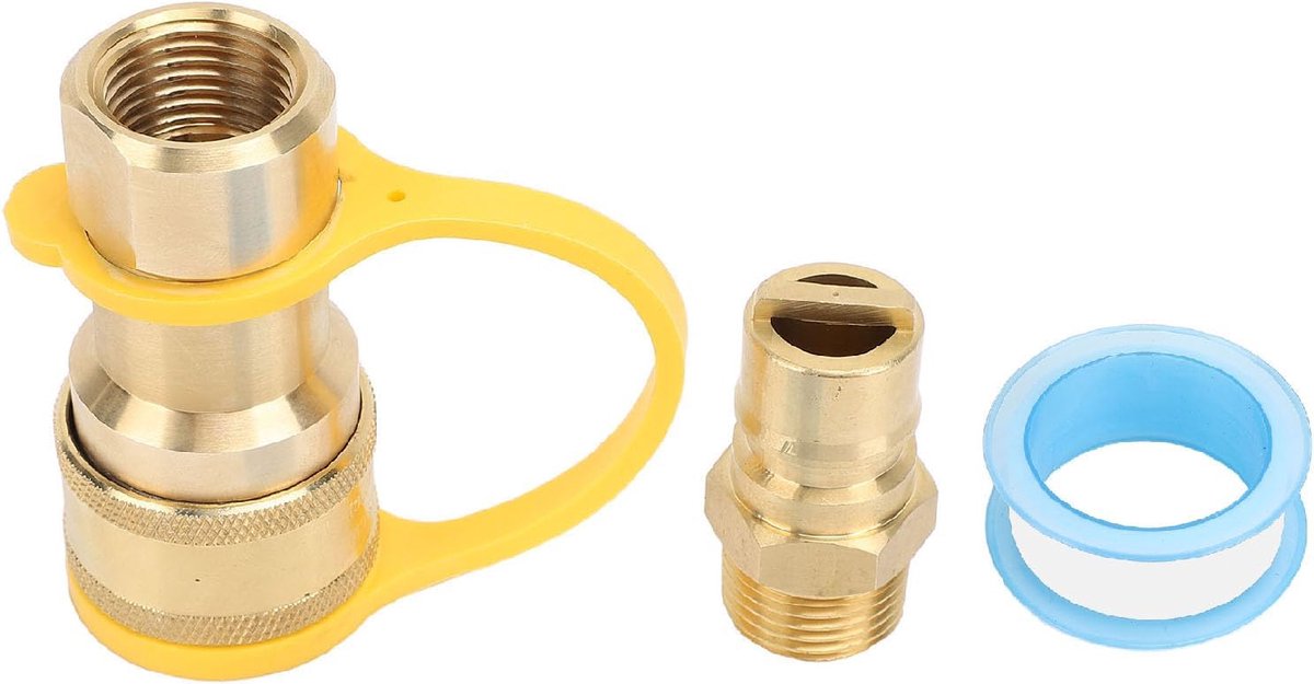 SnelShoppen - 3 Stuks 1/2 Inch Gas Snelkoppelingen Premium Messing Quick Release Adapter Kit voor Motorhomes en Trailers - Duurzame Hoge Druk Gasconne