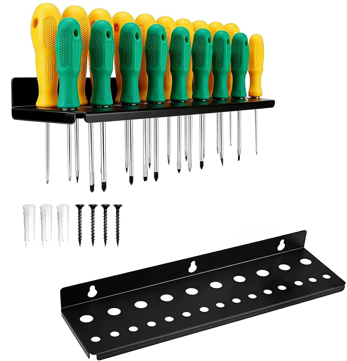 SnelShoppen - Toolhouder - Robuuste Carbon Staal Gereedschap Houder - 1 Stuk - Duurzaam, Kleurvast, Hoge Belastbaarheid - Wandmontage voor Tuin, Garag