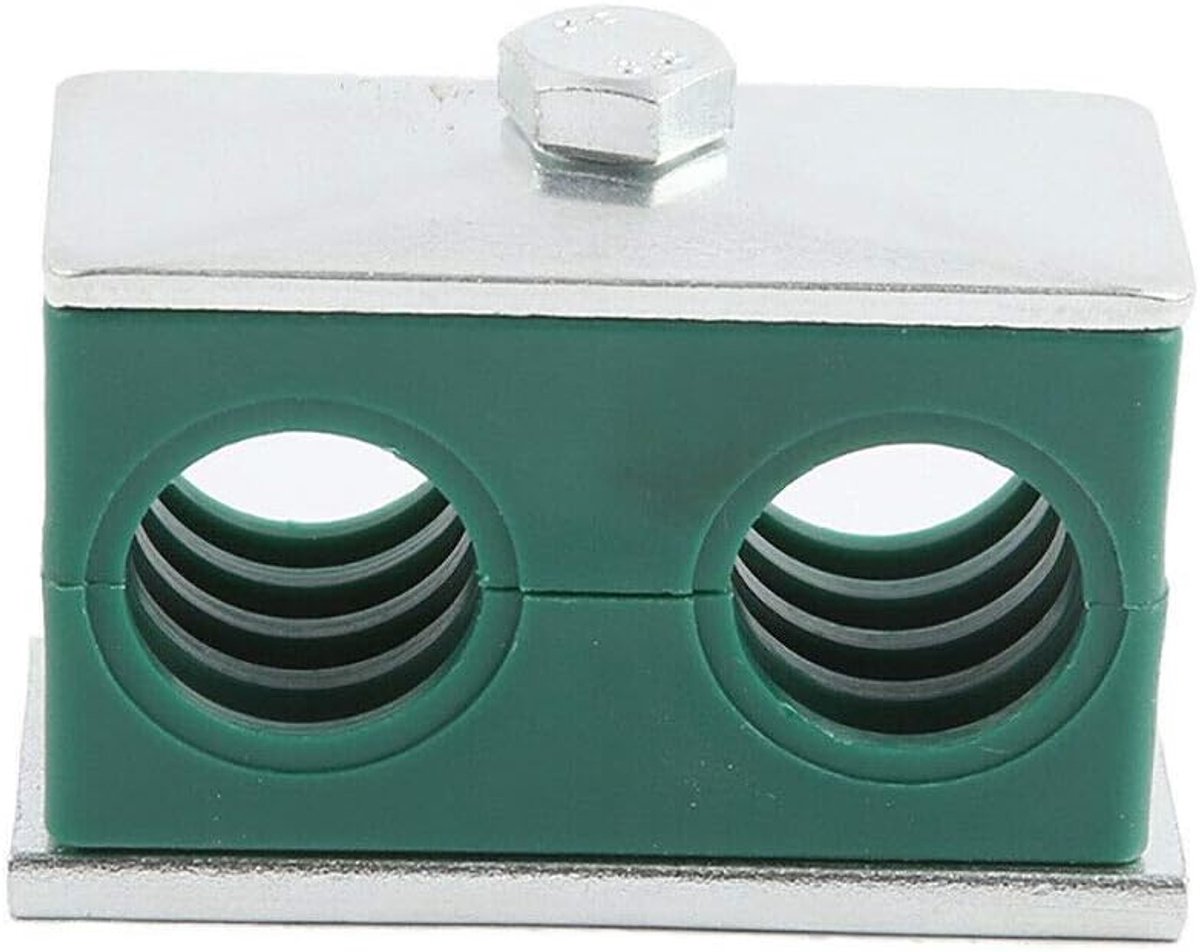 SnelShoppen - Vogueing Tool Plastic Tube Klemmen - Standaard Twin/Double - Hydraulische Buis Klem voor Pijpleiding Bevestiging - 12mm Groen & Zilver -