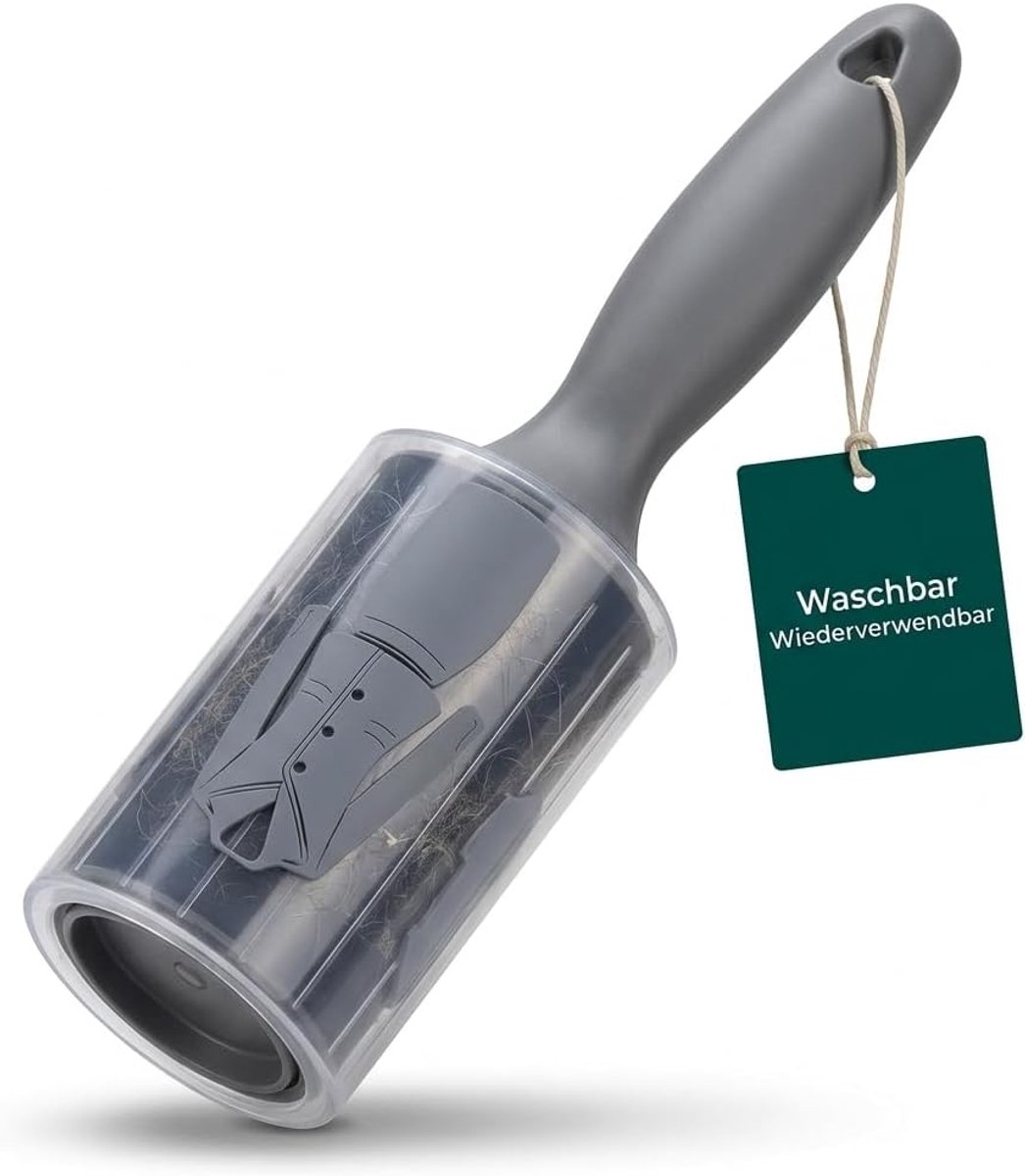 SnelShoppen - Wasbare en Herbruikbare Lintroller 24 cm - Zwart Grijs Handvat - Voor Kleding, Bekleding, Bank, Huisdierenhaar