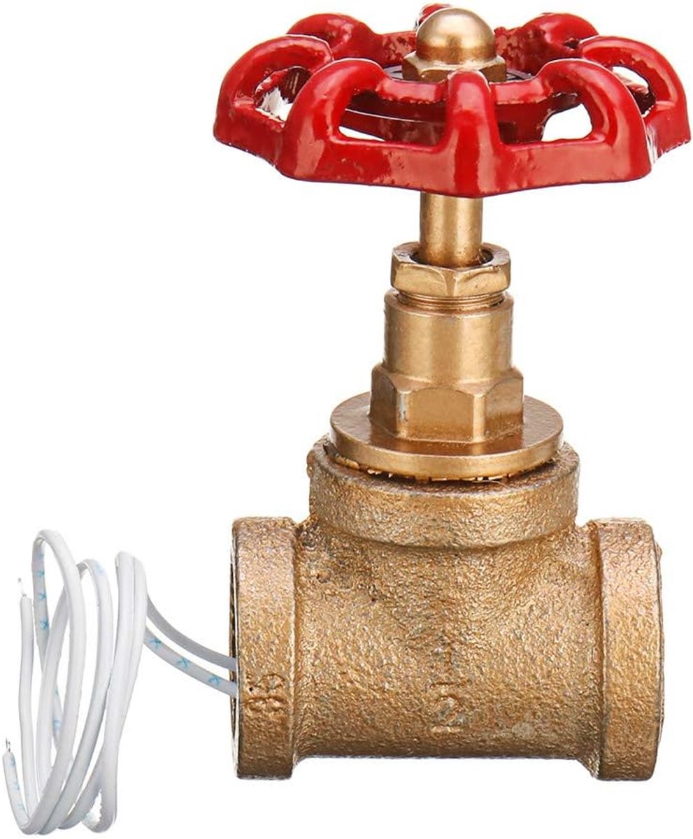 SnelShoppen - Vintage Steampunk 1/2 Inch Rood Grip Stopkraan Lichtschakelaar met Draad voor Water Slang Lamp - IJzer - Retro Decoratie voor Huiskamer,