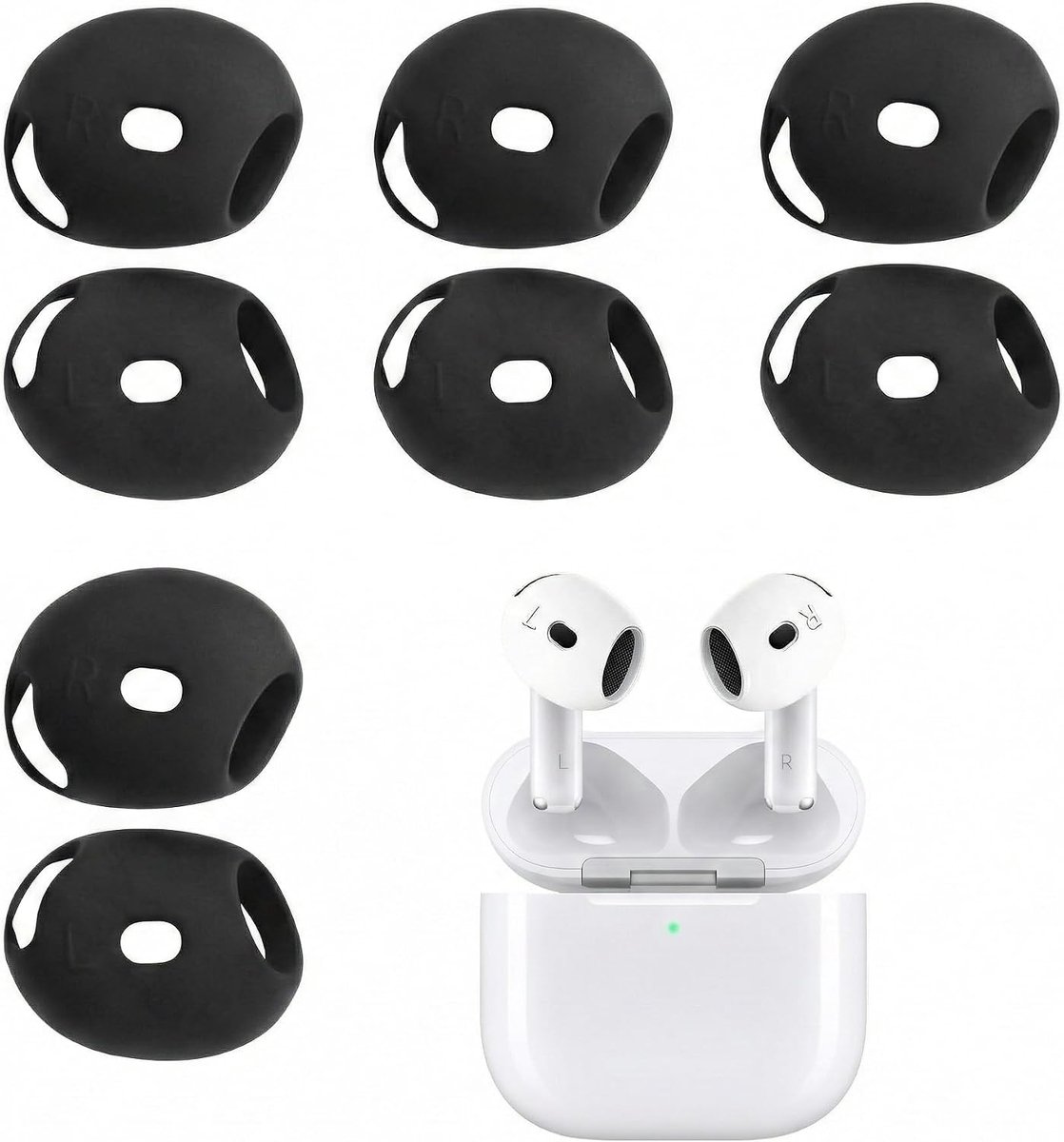 Silicone Tips, Rubber Earbuds & Headphone Earpads, Soft Silicone Earbuds, Head Protection for Pods 4 Attachments, 4 - ShopVlot