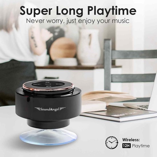 Waterdichte Douchespeaker - Bluetooth 5.0 - IPX7 - 12 Uur Speeltijd - Met Zuignap en Koord - Roze/Goud — afbeelding 2