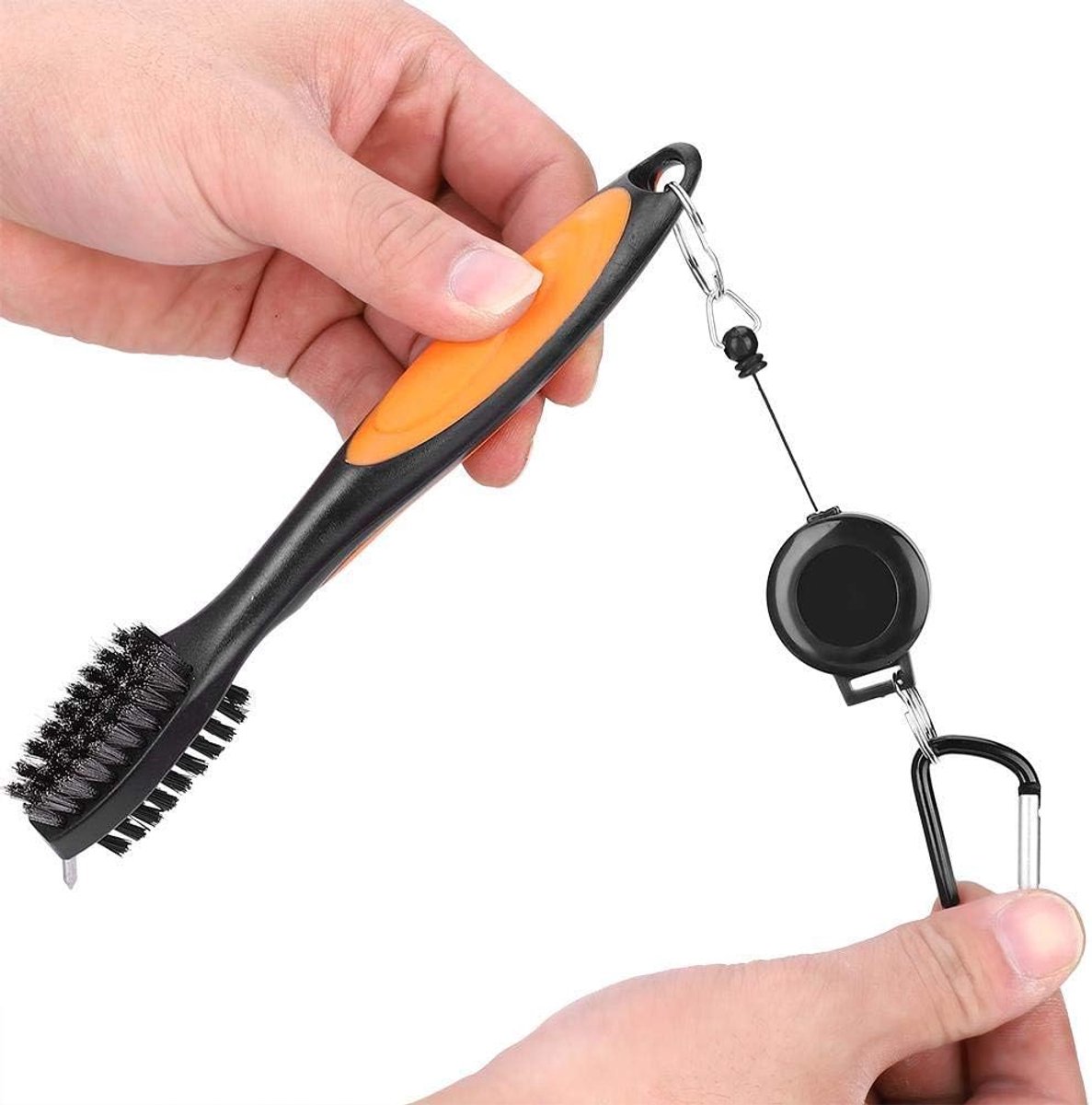 SnelShoppen - Golf Club Borstel met Carabiner - Multifunctionele Groove Cleaner - Ergonomische Handgreep - Duurzaam Kunststof - Ideaal voor Golfers
