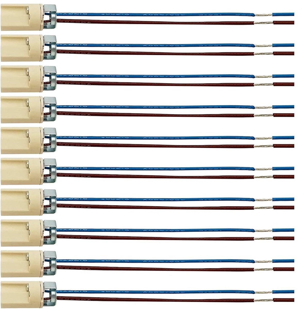 SnelShoppen - 10 Pack G9 Lampenhouder Keramisch voor LED en Halogeen Lampen, 10cm Kabel, Geschikt tot 500W, Duurzaam en Veilig