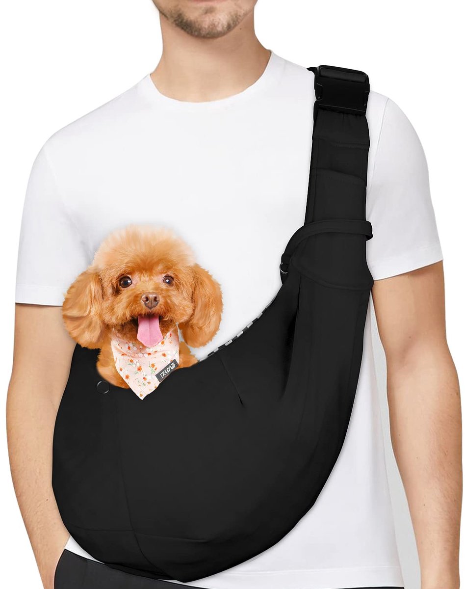 Geweo Honden Draagtas - Hondendraagzak Schoudertas - Verstelbare Draagzak voor Honden & Katten - Draagriem Schoudertas voor Kleine Honden & Katten - Max 7,5 Kg - Zwart