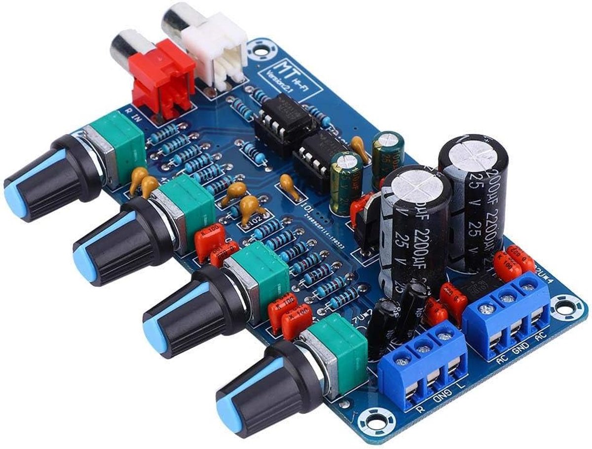 SnelShoppen - NE5532 HiFi Stereo Preamplifier Tone Board met Treble, Mediant, Bass en Volume Controle - Geassembleerde Platine voor AC 12V-18V Gebruik