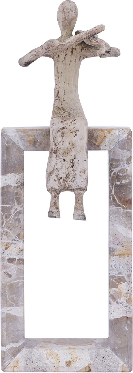 PTMD Aleria Beige Casted Alu Violin Lady On Marble Base