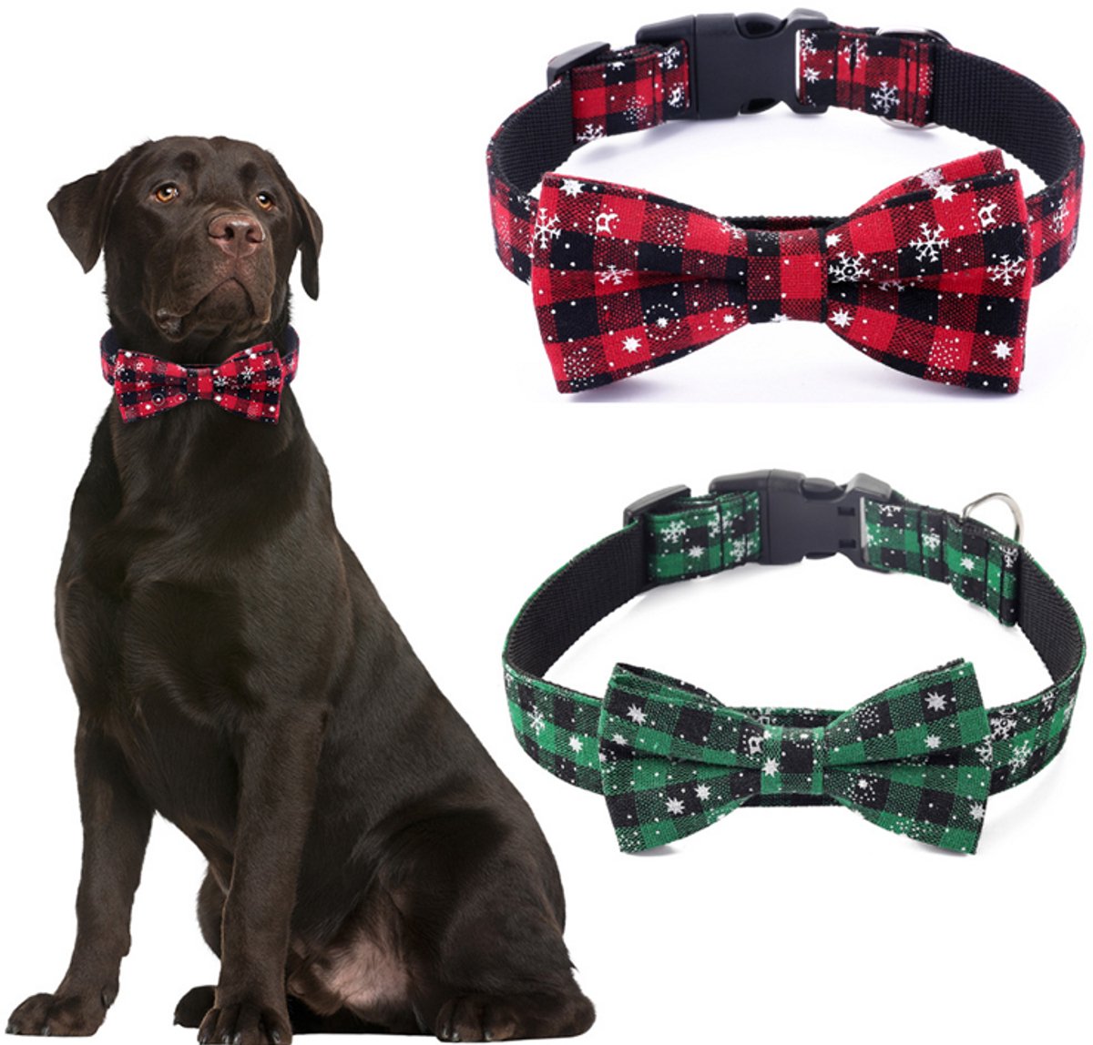 Halsband met strik voor hond Maat XL - Kerstmis Rood - Tot 70cm halsomvang
