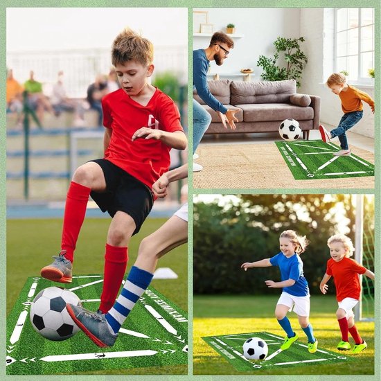Voetbal Trainingsmat - Dribbel Mat - Balcontrole Oefenen - Antislip Onderkant - 60 x 90 cm - Zwart — afbeelding 2