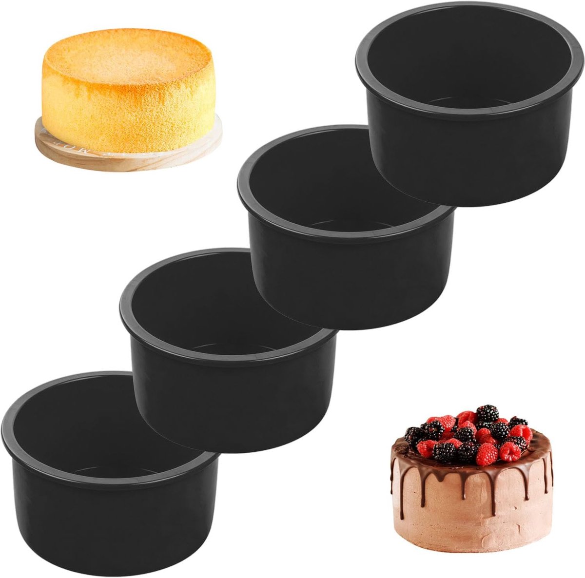 YXHZVON 4 Pcs Silicone Cake Molds for Baking, 4 Inch Round Silicone Cake Mould, Round Cake Baking Mold for Cakes - ShopVlot