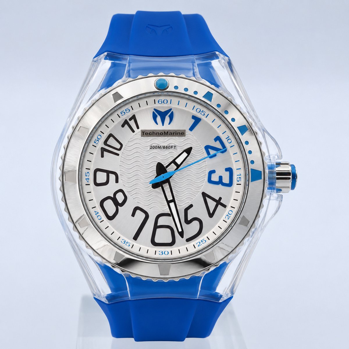 TechnoMarine Cruise Original Beach 110057-SDV Dameshorloge – 40 mm – Zilverkleurige Wijzerplaat – Blauwe Siliconen Band