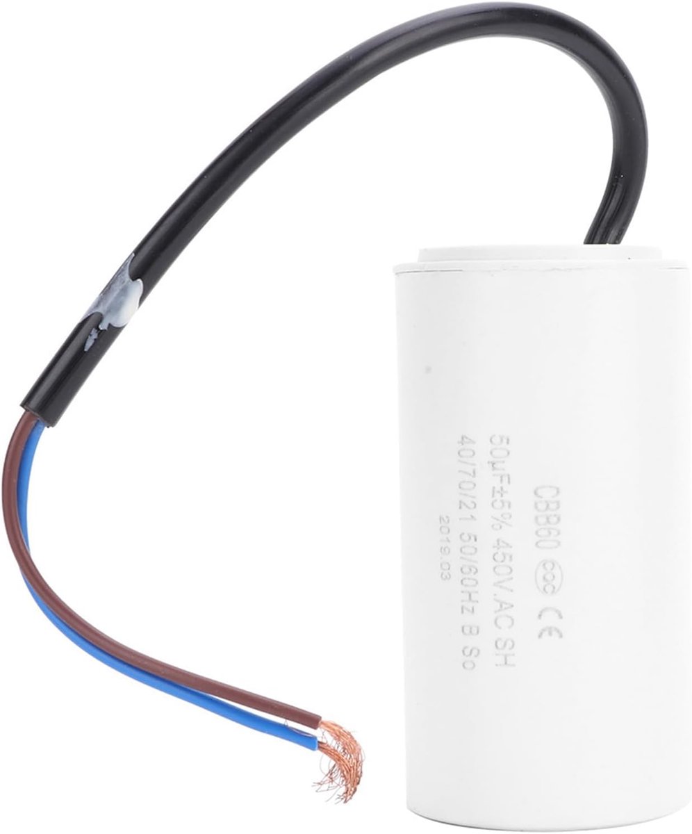 SnelShoppen - CBB60 Motor Machine Start Condensator 450V 50uF Microfarad Capacitor Met Draad Kabel - Voor Motoren, Gemakkelijk Te Installeren, Hoge Kw