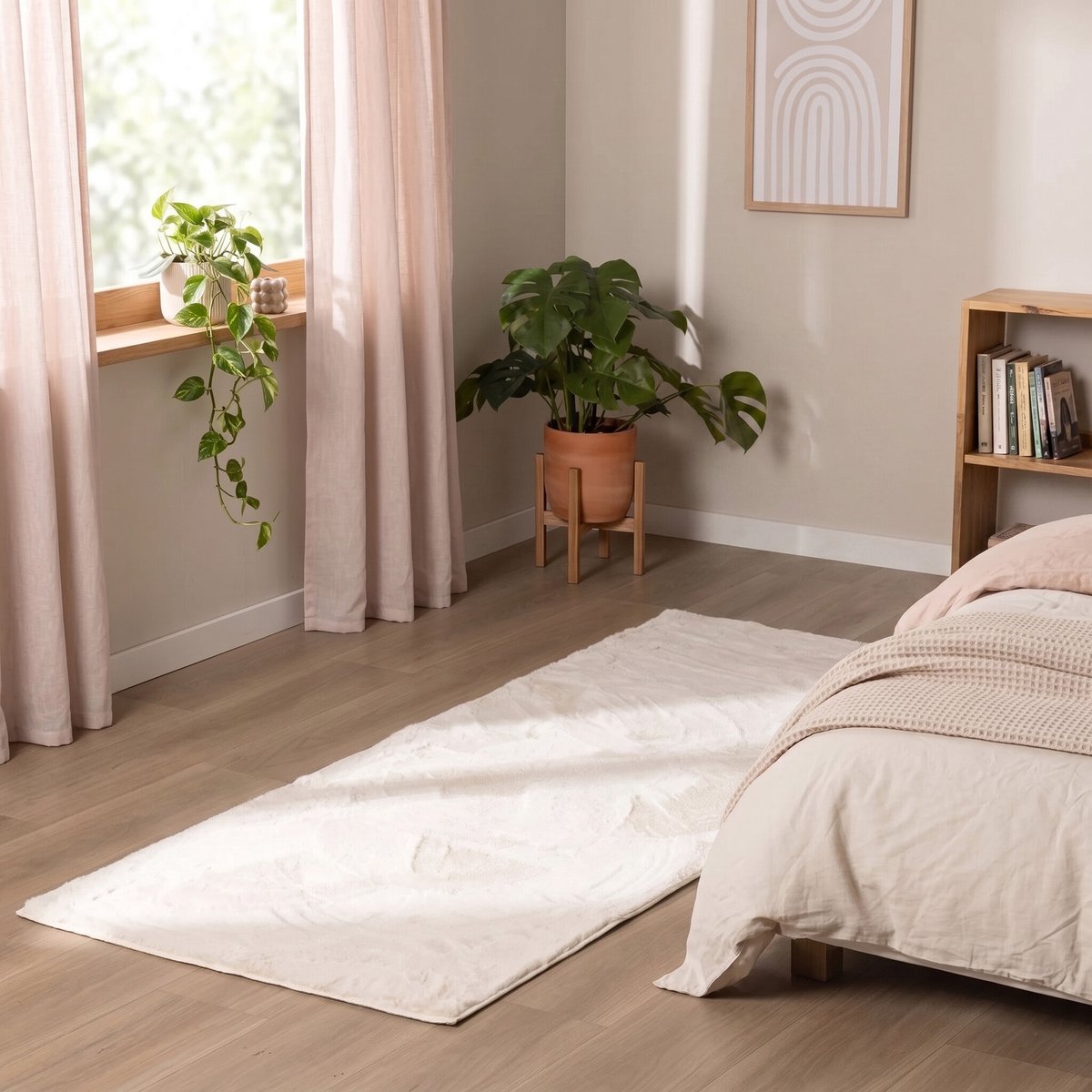 NATURL. Zacht laagpolige Loper - Cozy Wit - 80x180cm