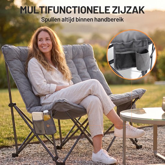 TIMBER RIDGE Campingbank 2-zits - Grijs, 130 cm breed, belastbaar tot 300 kg, met afneembare hoes en opberghoes van Timber Ridge — afbeelding 4