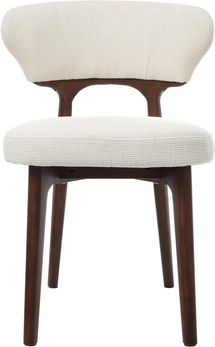 VVBV Set van 2 Eetkamerstoelen - Massief Hout, Comfortabele Zitting, Ademende Bekleding, Stevig Houten Frame - Beige, Chenille