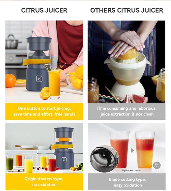 Slow Juicer - Zonder Metalen Mes [Anti-Oxidatie & Hoge Sapopbrengst] - Automatische Diktemeting - Druppelvrij - Zwart van Chenglong — afbeelding 3