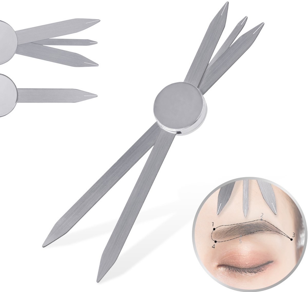 Wenkbrauwstencils Microblading Liniaal Wenkbrauwmaat, Wenkbrauwkaartliniaal Liniaal voor Microblading Wenkbrauwmaat Wenkbrauwen Tekengereedschap Kompas Gidssjabloon Make-uptools Stencils