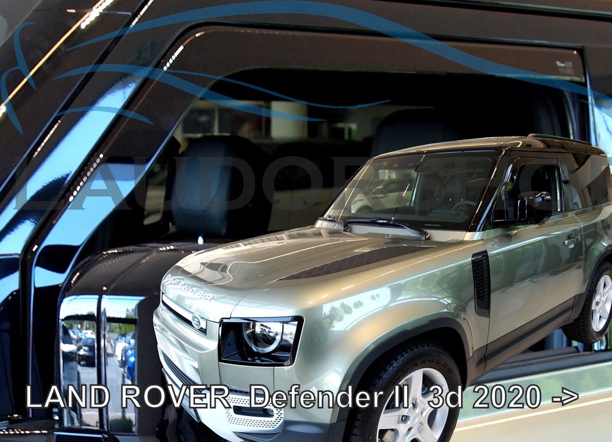 Land Rover Defender type2 - 3 deurs model - zijwindschermen set a 2 stuks tbv voordeuren L+R - VANAF 2020 donker getint pasvorm Team Heko