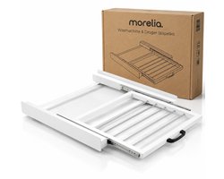 Morelia® Tussenstuk Wasmachine Droger Inclusief Droogrekplank & Spanband - Stapelkit Wasmachine Droger - Universeel - Wit