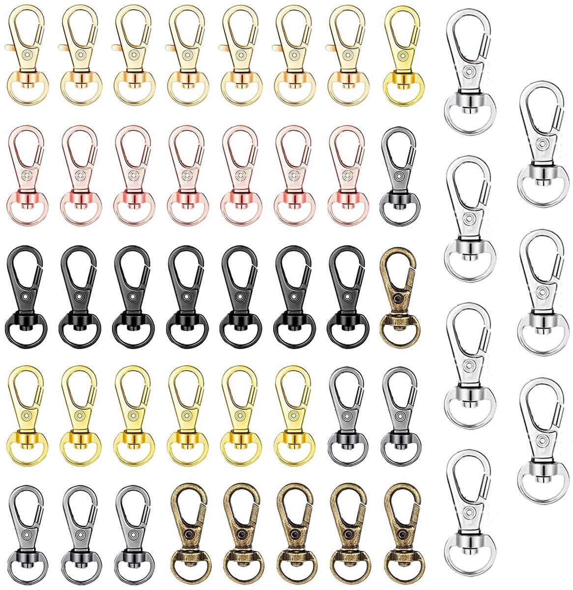 Solidchoice - Set van 50 Sleutelhangers Karabijnhaken voor Creatieve Projecten