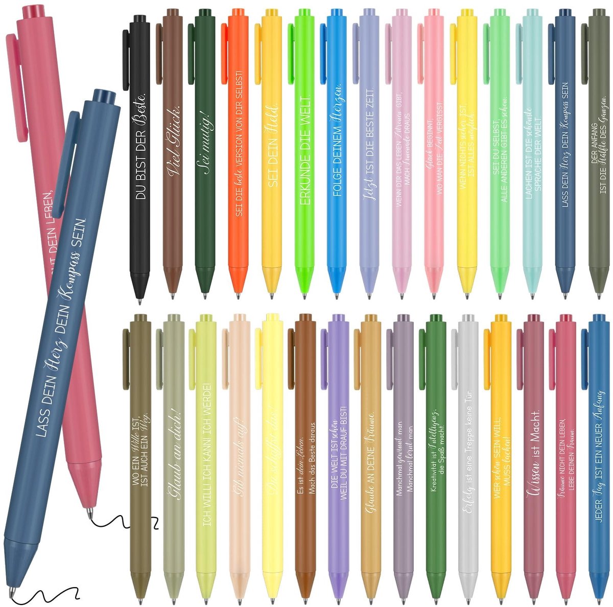 Solidchoice - Set van 30 Motivatie Balpennen met Inspirerende Teksten