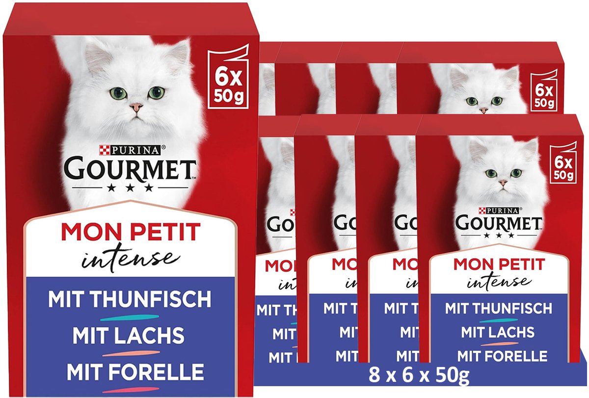 Gourmet GOURMET Mon Petit natvoer voor katten, visvariaties (8 x 6 x 50g)