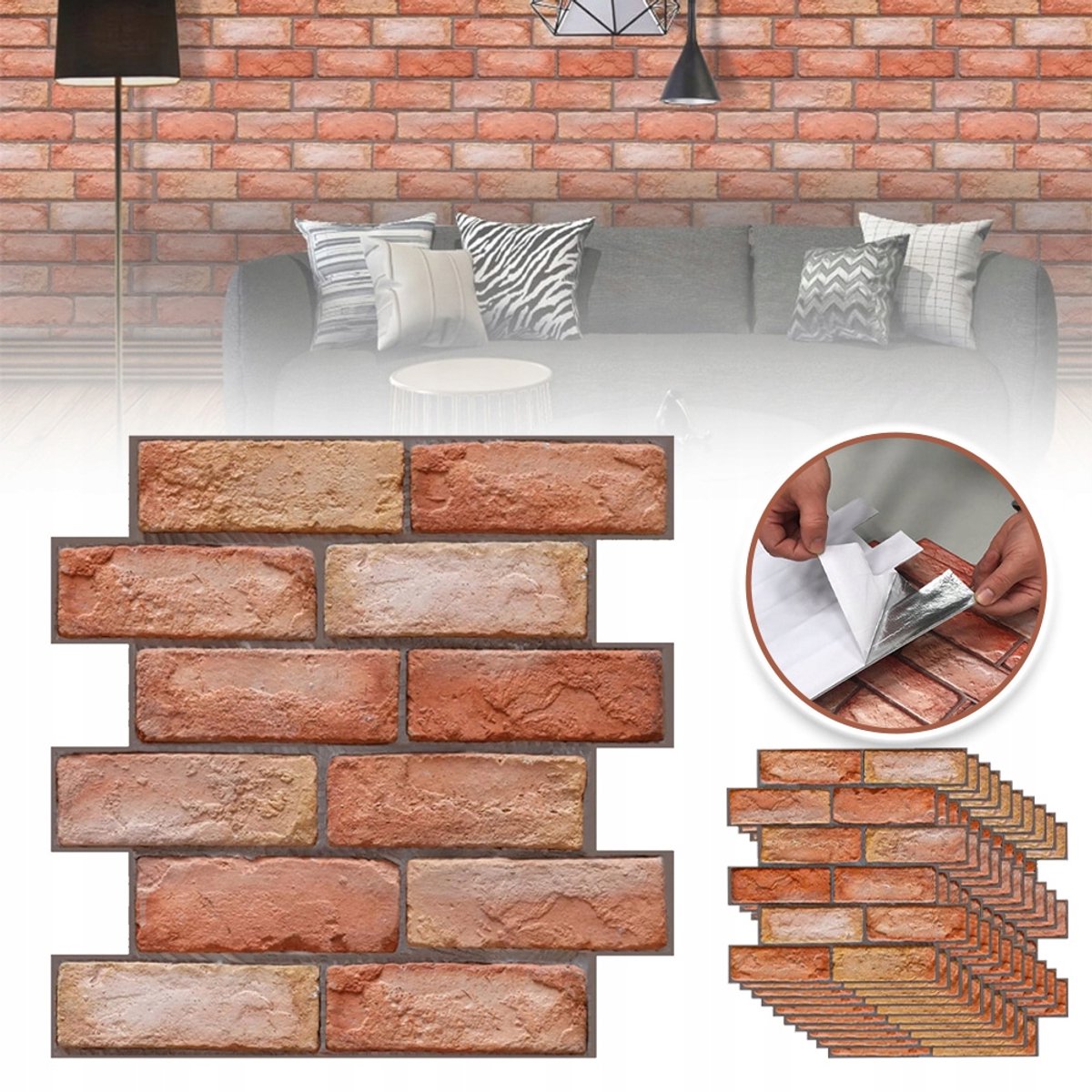 3D Muurtegelstickers 30x30cm - Zelfklevend Realistisch Baksteenreliëf - Waterdicht En Afwasbaar PVC - Doe-Het-Zelf Huisdecoratie Voor Keuken, Badkamer En Woonkamer - Rood