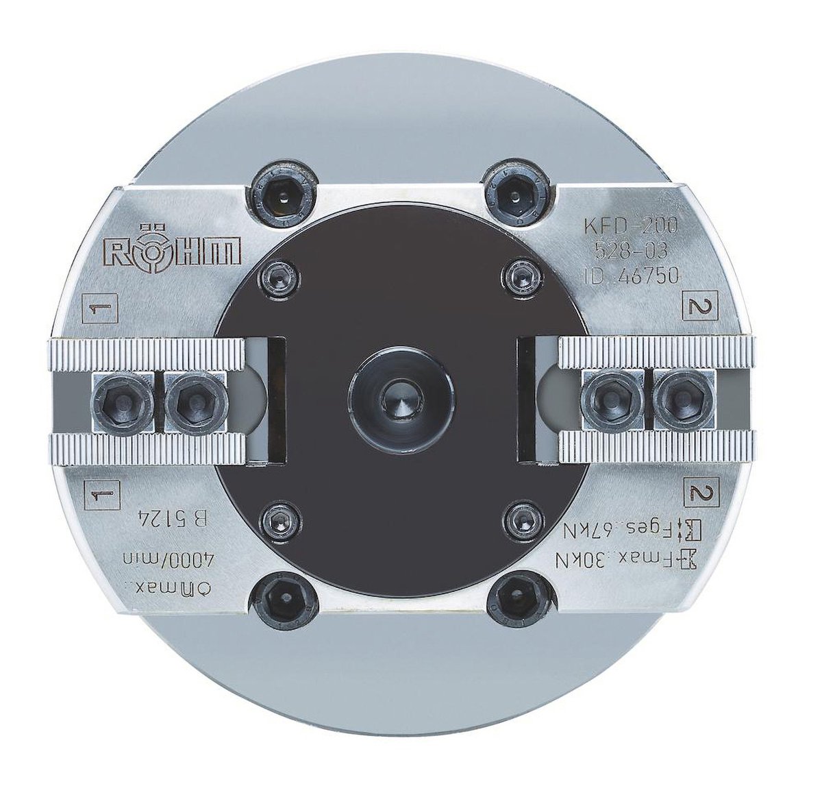 Röhm Krachtspankop KFD 200, 2-klauwen, gewichtsverlicht, cilindrische centreeropname - 046750