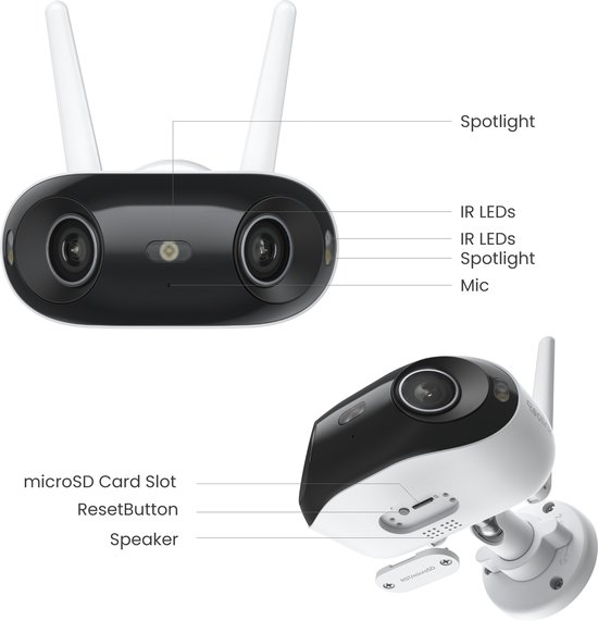 Reolink Elite WiFi 4K 8MP Wi-Fi Buiten Beveiligingscamera, 180° Beeld, 2,4/5GHz Dual-Band Wi-Fi 6, Kleuren Nachtzicht, tot 512GB microSD-kaartopslag, Plug-in voeding van Reolink — afbeelding 5