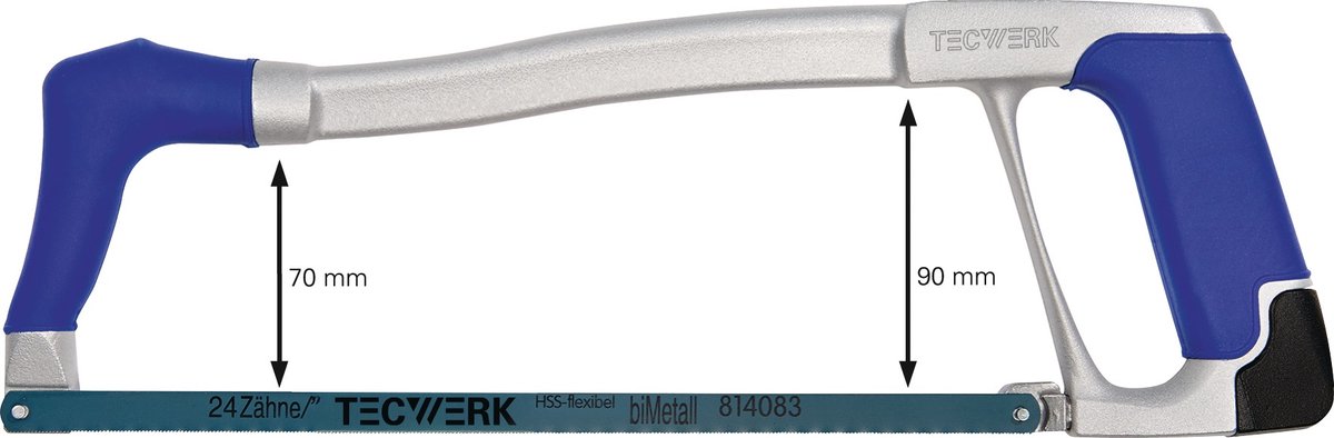 Metalen zaagbeugel Blad-L.300mm 24 T./inch D-comfortgreep aluminium gegoten TW