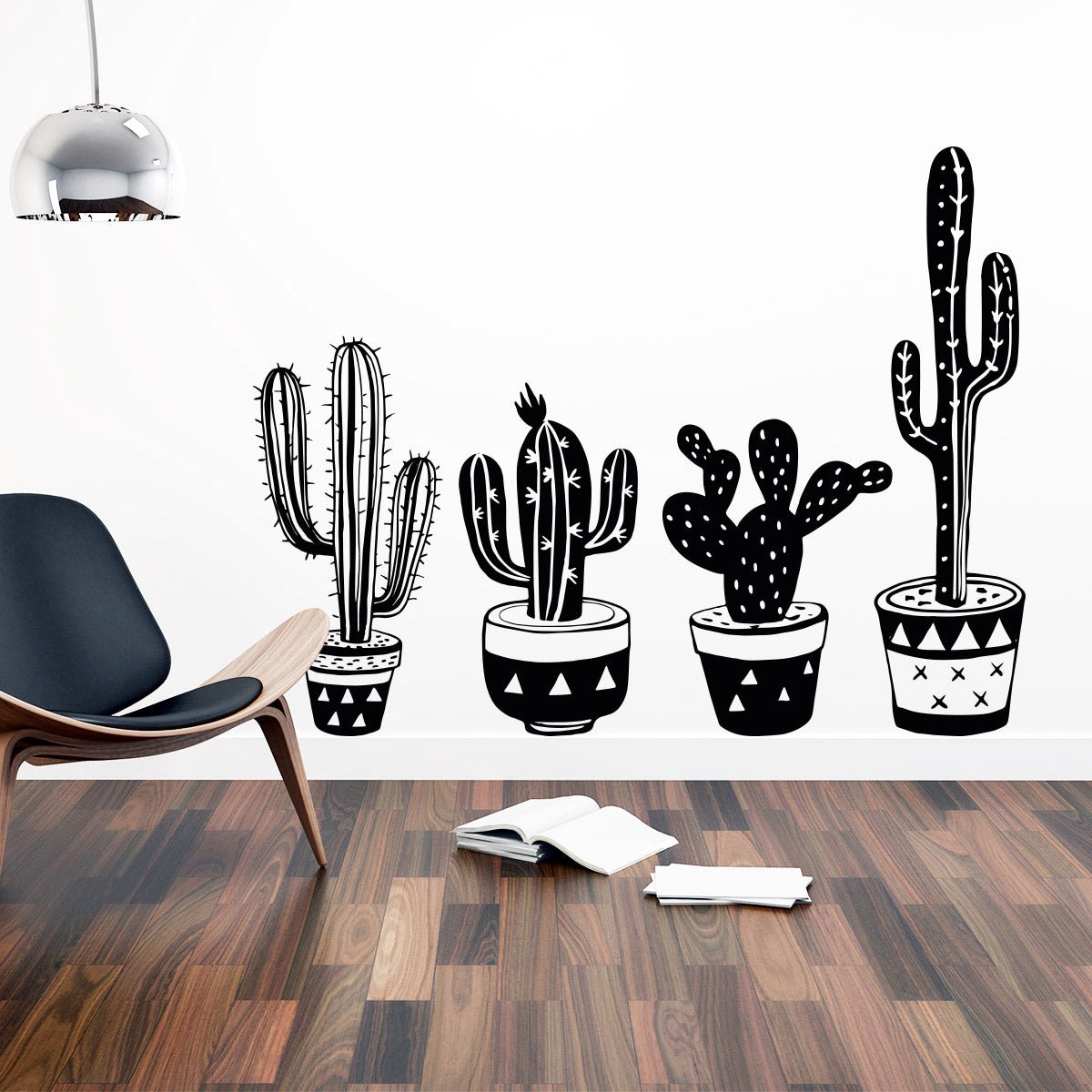Ambiance Sticker Muurstickers - Bohemian 4 Mexicaanse cactussen - Transparante achtergrond - 60x60cm Multi color