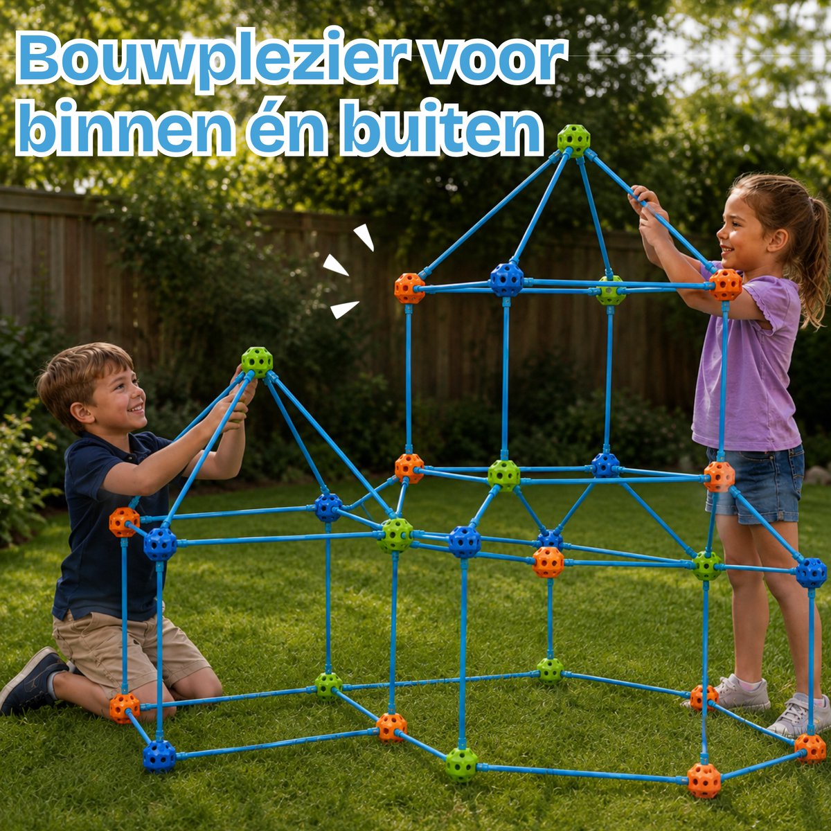 TinyPlay Fort Bouwpakket XXL 336 Onderdelen - Speelgoed 4 Jaar 5 Jaar - Kinderspeelgoed - Sensorisch Speelgoed - Bouwset Jongens Meisjes - Hut Bouwen - Speeltent -Megafort - Montessori Educatief Speelgoed - Incl. Opbergtas — afbeelding 9