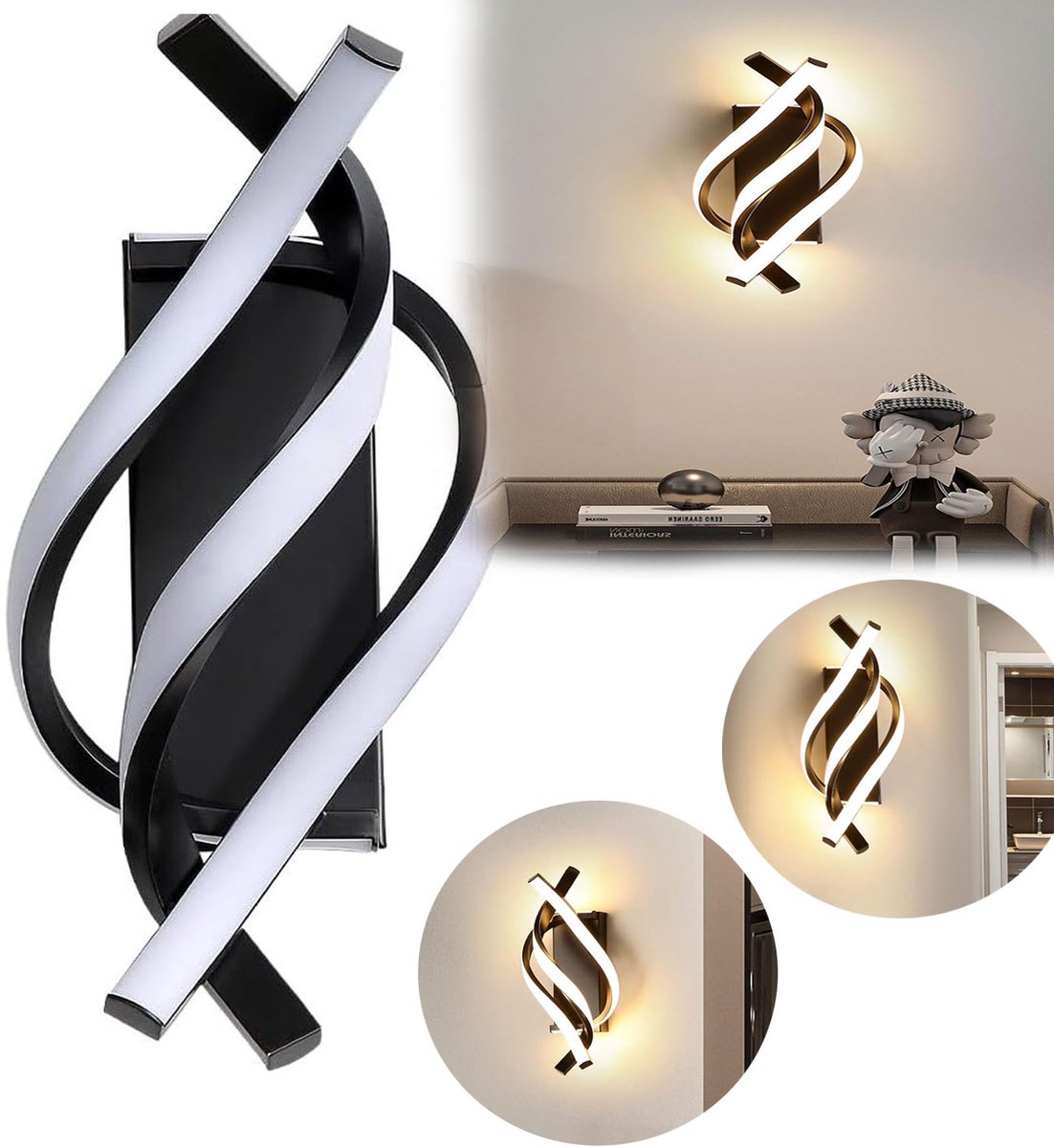Wandlampen, Led-Wandlamp, Moderne Binnenwandlampen, Warm Wit Licht 3000k.