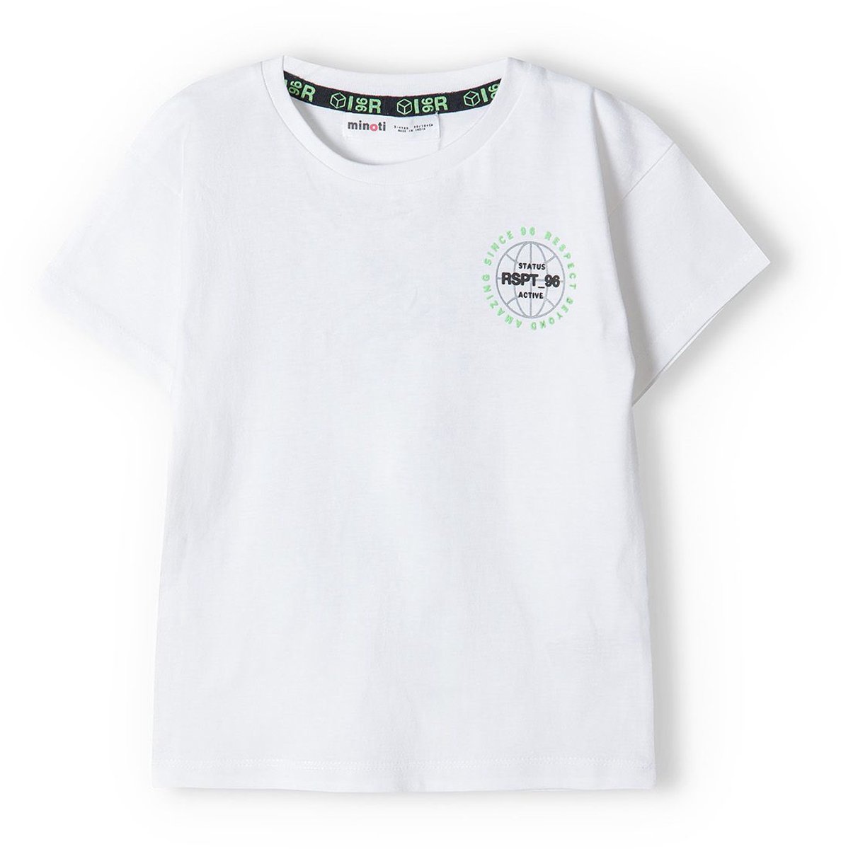 Minoti t-shirt jongens wit met basketbalprint - 100% katoen