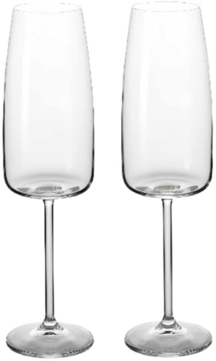 MasterChef Champagneglazen 340 ml – 2 Stuks – Kristallijnglas – Champagne Glazen met Steel – Vaatwasserbestendig