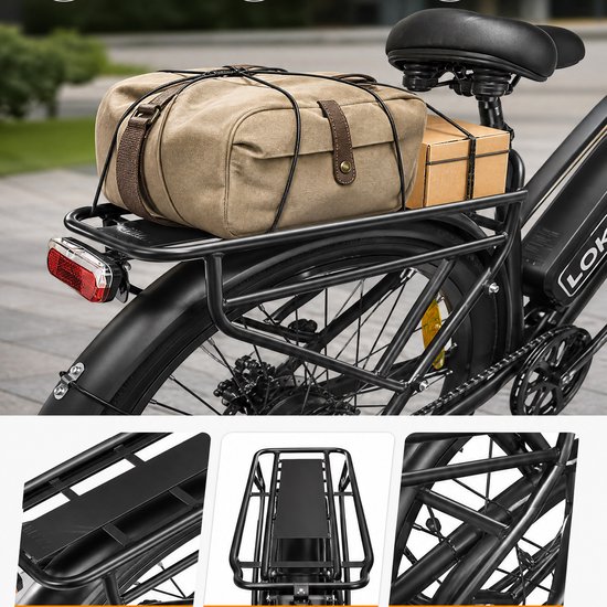 Lookroad Elektrische Fiets - 28 Inch E-Bike - 36V 18Ah Accu (Actieradius tot 120 km) - Met Voorvorkvering & Mechanische Schijfremmen - Stadsfiets Heren/Dames — afbeelding 2