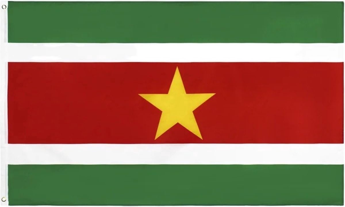 Okado Surinaamse Vlag met Ophangringen – 90 x 150 cm