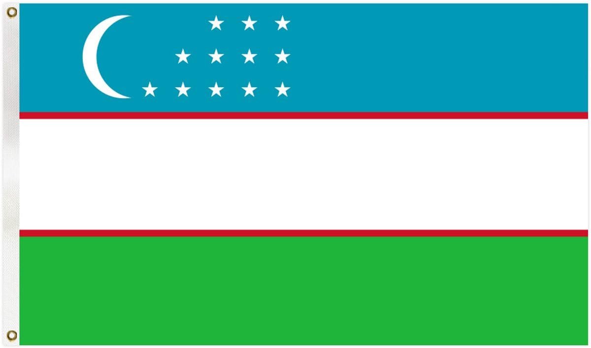 Okado Vlag Oezbekistan 90 x 150 cm – Polyester met Ophangringen
