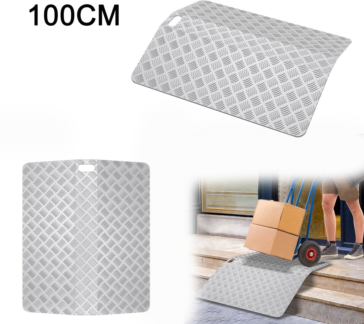Aluminium Drempelhulp 100 X 70 X 10 CM - Antislip Oprijplaat 270 KG - Voor Rolstoel & Scootmobiel